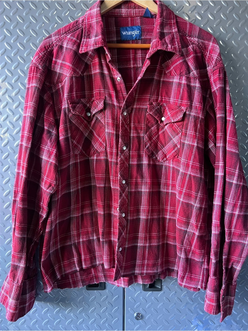 Wrangler Red Plaid Pearl Snap Western Shirt Men’s XL